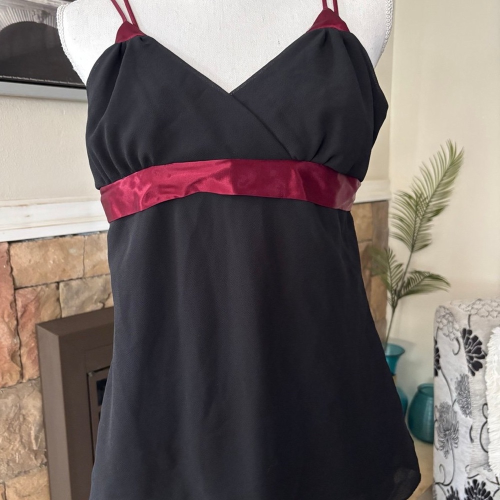 Black and Red Bustier Wrap Camisole